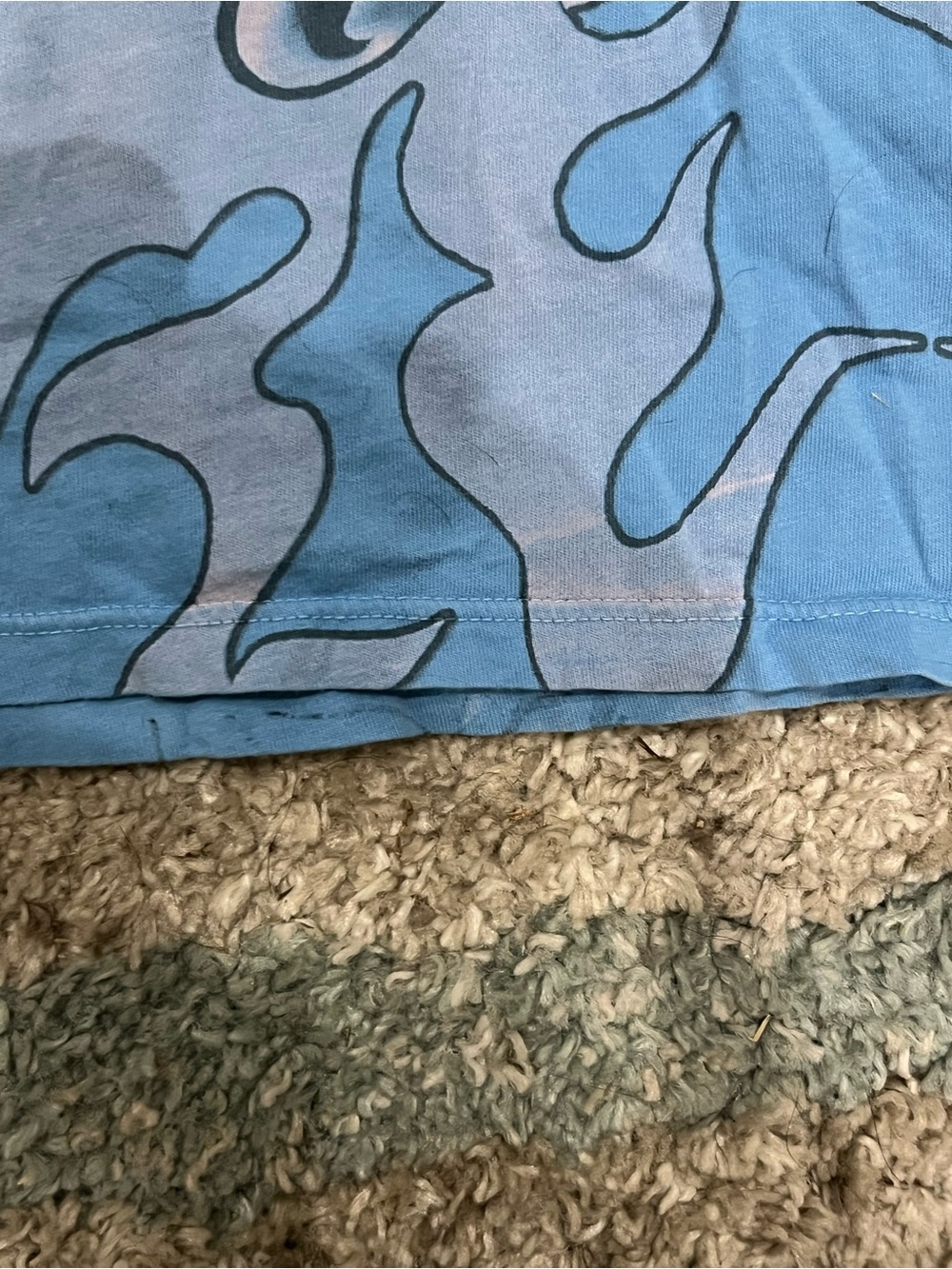 Blue Graphic Tiger Tee with Flame Artwork y2k Ed hardy skinny t-shirt top sz m - Picture 9 of 11